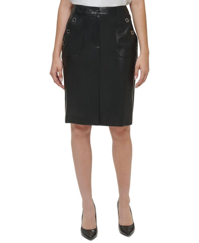 Tommy Hilfiger Women's Faux-Leather Knee-Length Skirt H29S9324
