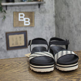 Bearpaw Orion Womens Platform Slingback Sandals 1009137124 Black / White 10M