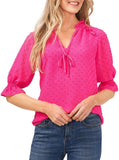 Cece Womens Split Neck Applique Blouse 7021016
