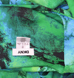 DKNY Womens Printed Sash Tie V Neck Tulip Hem Midi Dress Black / Green 6