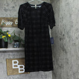 Tommy Hilfiger Womens Burnout Velvet Plaid Dress A1IK2KLA Black 6