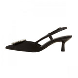 A New Day Womens Annette Satin Slingback Heels with Memory Foam Insole Black 9M