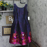 Adrianna Papell Pockets Pleated Floral Jacquard Dress Navy Blue / Pink Multi 6