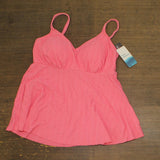 Swim Solutions Womens Swim Textured Underwire Tankini Top 806766 Guava Pink 14