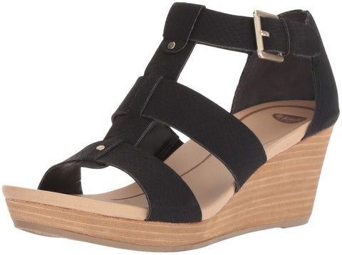 Dr. Scholl's Womens Barton Wedge Platform Sandal F6474S1 Black Snake 6M