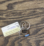 Stone Chain Link Textured Solid Band 5 Set Rings Silver Gray / Blue 7.75-8