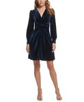 Vince Camuto Womens Ruched Velvet Twist-Front Dress VC1M2432 Navy Blue 0