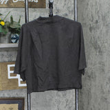 Universal Thread Womens Elbow Sleeve Mock Turtleneck T-Shirt Dark Gray M