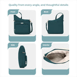 Travelon Essentials North/South Crossbody Bag Peacock Teal Blue One Size