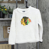 NHL Chicago Blackhawks Girls Crew Neck Poly Gold Lurex Sweatshirt White Gold L