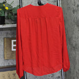 INC International Concepts Womens Long Sleeved Shirred Surplice Top Red S