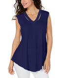 JM Collection Womens Embellished Cutout Tank Top 100037107MS Intrepis Blue S