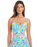 Bleu Rod Beattie Side Scoop Neck Tankini Swim Top On the Bright Print Blue 6