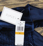 1. State Womens Velvet Midi V Neck Rear Slit Dress DS93017245AM Navy Blue S