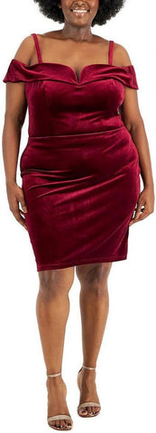 B. Darlin Womens Plus Velvet Mini Bodycon Dress 1968933
