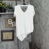 Lisa Rinna Collection V-Neck Top with Chiffon Back Detail Ivory Off White S