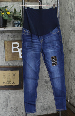 Celebrity + PInk Womens Maternity Super Soft Stretch Jeggings Jeans Blue M