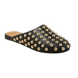 A New Day Womens Channing Studded Slip on Mule Flats Jet Black / Gold 7.5M