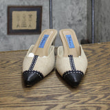 Blue Dragon Womens Vintage Fabric Rectangle Short Heels Brown / Black 6M