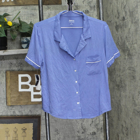 Gap Body Womens Notched-Collar Short Pajama Shirt G1294XCVMA Navy Blue S