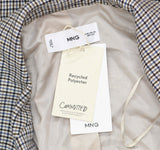 Mango Womens Double-Breasted Check Blazer Coat Jacket Charlotte Brown Multi 2XL