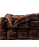 Barttilo Reversible Rabbit Faux Fur Throw Blanket Chocolate Brown 50x60