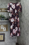 DKNY Tie-Waist Ruched Puff Sheer Sleeves Dress Raisin Purple Multi 4