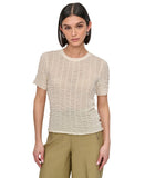 DKNY Womens Lightweight Ruched Scalloped Hem Top P52SAW83 Coconut Off White XL