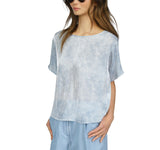 Michael by Michael Kors Womens Petal Print Dolman-Sleeve Top Chambray Blue XL