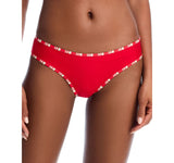 Aqua Hem Pull On Elastic Waistband Swim Bikini Bottoms Red See Measurements