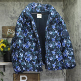 Woolrich X TGT Winter Floral Full Zip Collared Neck Patch Puffer Jacket Blue 3X