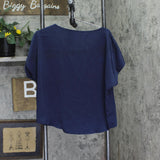 State Of Day Silk Touch Short Sleeve Pajama Shirt Top 100183585MS Navy Blue XL