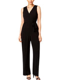 Ny Collection Womens Petites Matte Jersey V-Neck Jumpsuit YQIU0004 Black PXL
