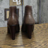 Nine West Womens NWSAVEN Leather Block Heel Booties 1673fff3ce582c Brown 7.5M