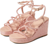 Guess Womens Natesha Strappy Rope Wedges Sandals Shoes GWNATESHA Pink 9M