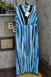 Bob Mackie Womens V-Neck Striped Knit Maxi Dress 166ddda63a2965 Blue Multi M