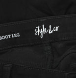 Style & Co Curvy-Fit Low Rise Bootcut Button Fly Zip Jeans Rinse Black 14