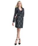 DKNY Embellished Plaid-Print Long-Sleeve Jacket Dress Pine Green / Multi 14