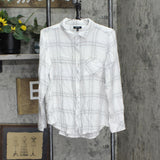 Well Worn Womens Casual Button Up Long Sleeve Shirt 1742531 White / Gray M