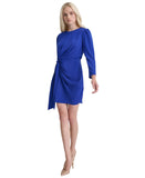 DKNY Womens Solid Side-Knot Long-Sleeve Dress DD4JGD35 Radiant Blue 6