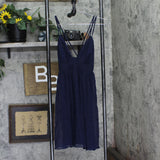 Jump Juniors Chiffon Shirred Short Dress with Deep V Neck 48452 Navy Blue 1