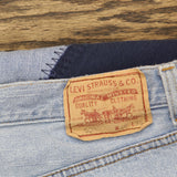 Levi's Womens Vintage Patch Upcycle 505 Baggy Straight Leg Jeans Light Blue XL