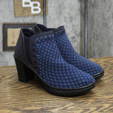 Steven by Steve Madden Enda Cross Weave Block Heel Booties Navy Blue 6.5