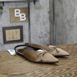 A New Day Womens Camille Satin Slingback Bow Flats Satin 94648292 Brown 7M