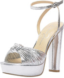 Jessica Simpson Womens Immie Platform Sandal with Ankle Strap Silver Gray 7.5M
