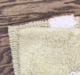 Better Trends Rectangle Textured Patterned Cotton Bath Rug Green / White 22x35