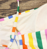 Andie Fiji Striped Cross-Back Bikini Swim Top AT318 White Multi XL