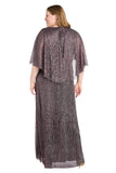 R & M Richards Embellished Pleated Caplet Overlay Maxi Dress Purple Wine 6