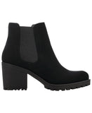 Sun + Stone Womens Morghan Lug Sole Block Heel Booties Black Microsuede 8M