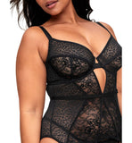 Adore Me Lynn Bustier Floral Leopard Lace Lingerie Corset 90038744 Jet Black 40D
